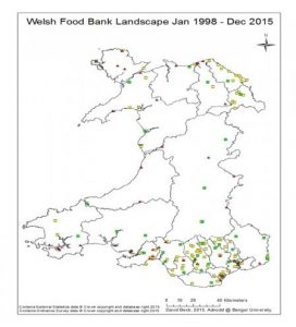 Graph depicting Welsh Foodbank Landscape Jan 1998 - Dec 2015