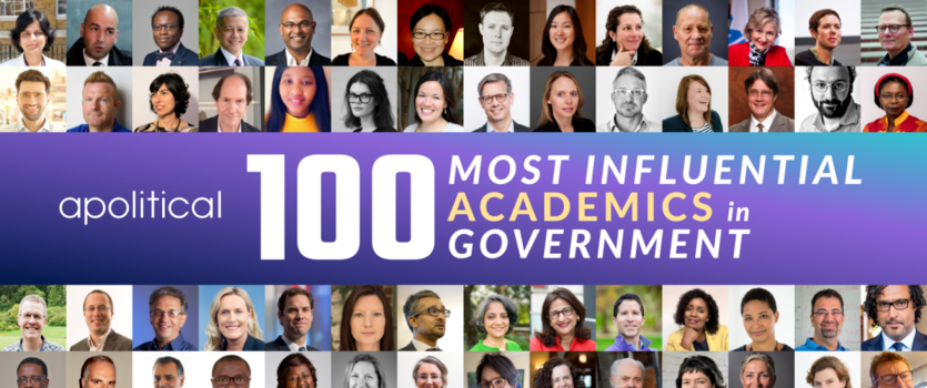 100 Most Influential Academics in Government - graphic showing thumbnails of each person