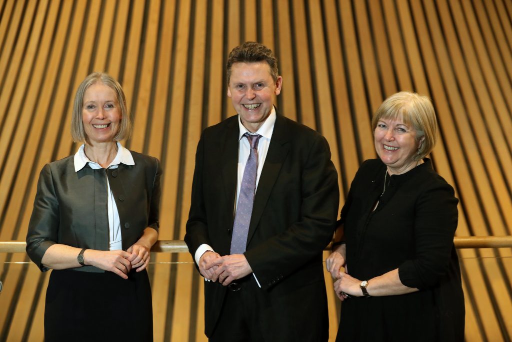 Left to right: Professors Alison Park (ESRC), Ian Rees Jones and Sally Power (WISERD)