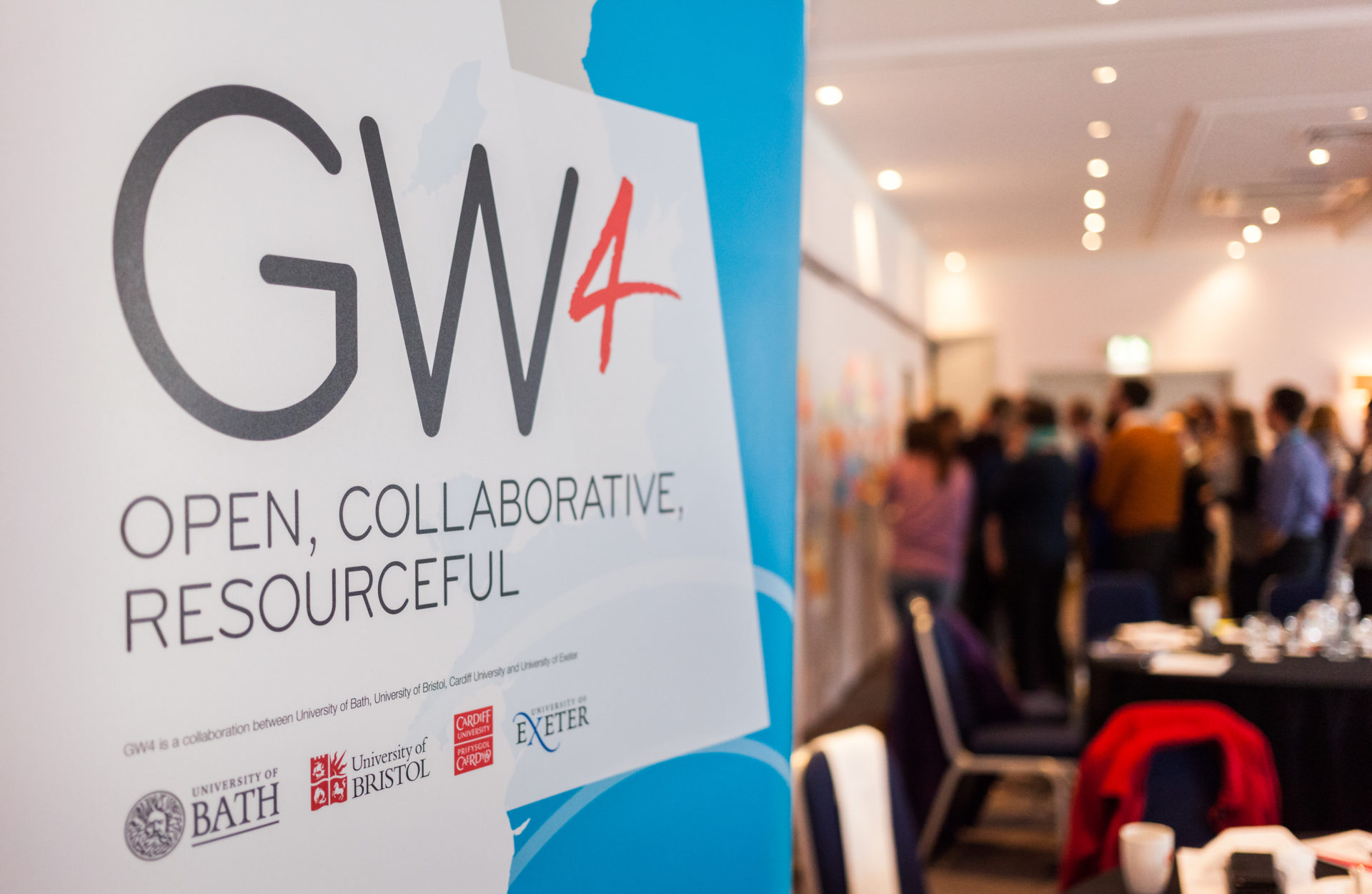 GW4 logo on a board at an event