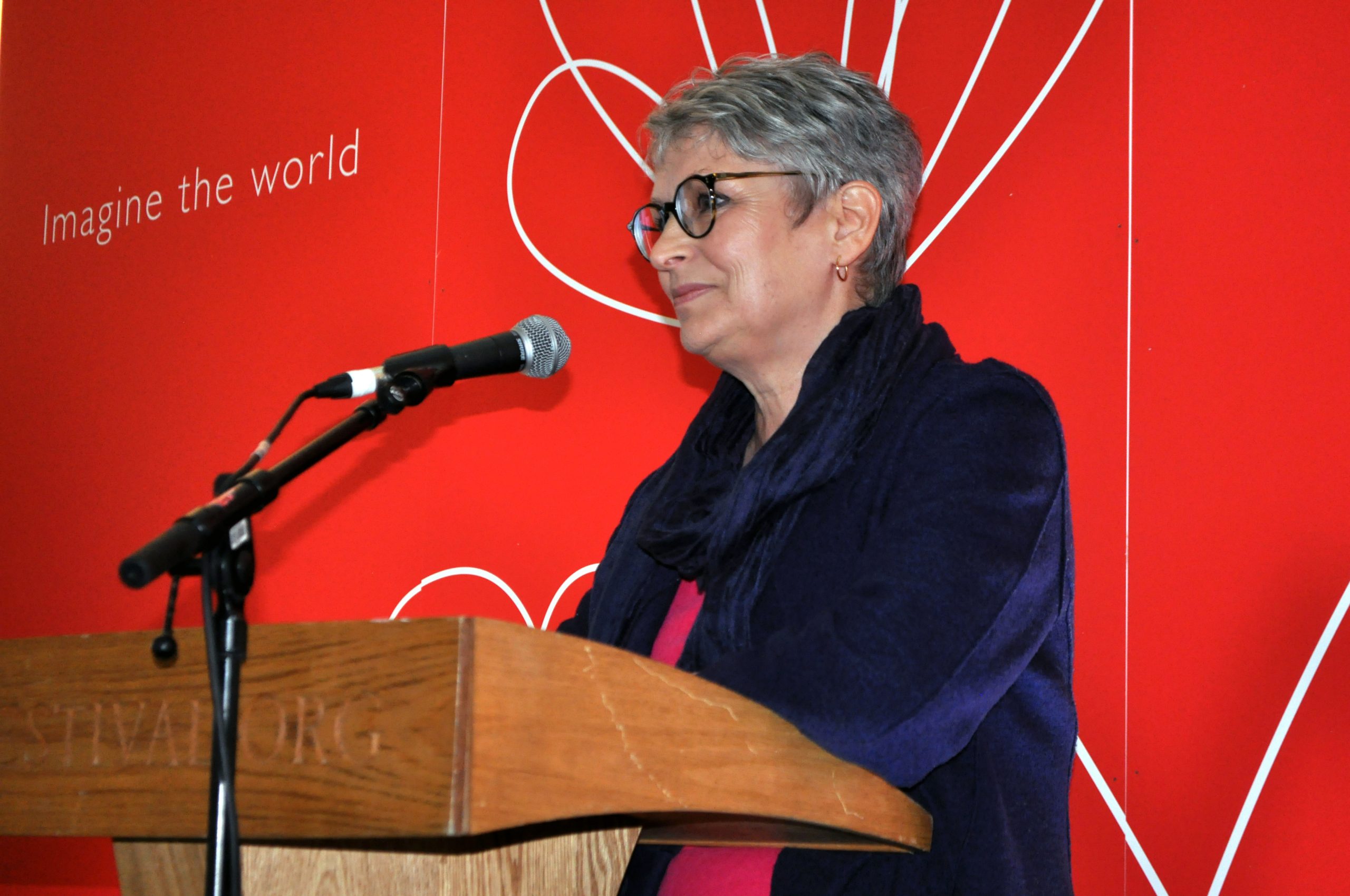 Jean Jenkins presenting at Hay Festival 2019