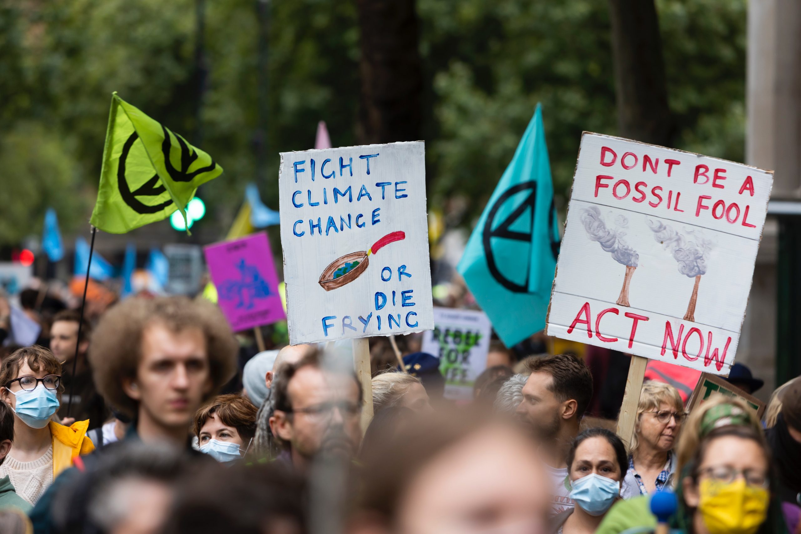 Crowd protesting against climate policy