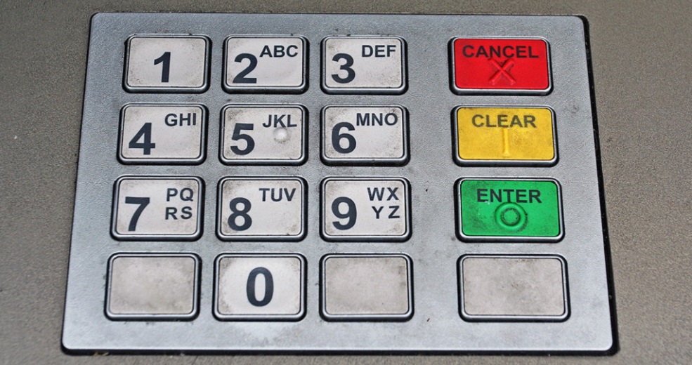 Close-up of keypad on a cash machine