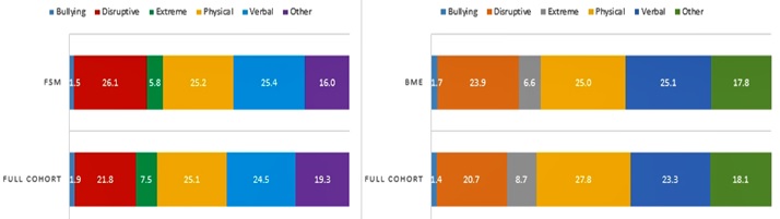 Graph showing reason for exclusion among BME group & FSM eligibility