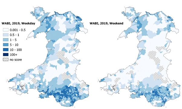 Welsh Access to Bus Index scores