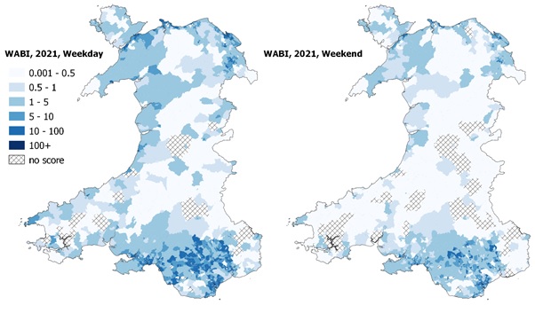 Welsh Access to Bus Index scores