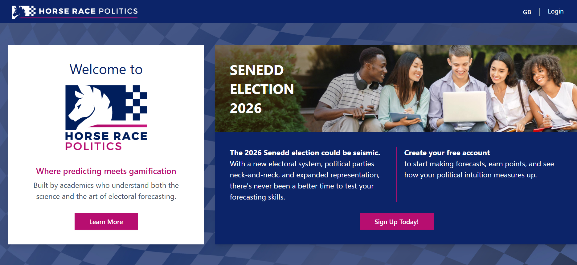 Horse Race Politics - screenshot of login page