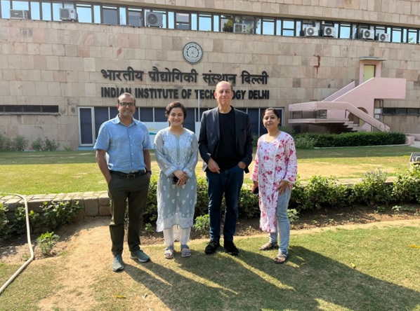 Professors Paul Chaney and Sarbeswar Sahoo, along with Research Associates Dr Pooja Sharma and Dr Debashree Saikia pictured outside the Indian Institute of Technology Delhi