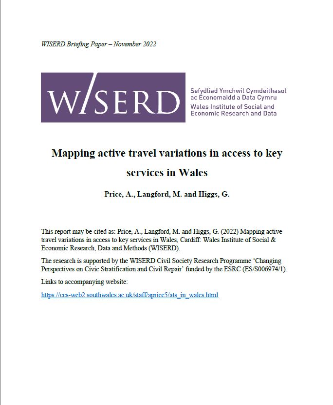 Mapping active travel variations in access to key services in Wales - briefing paper front cover