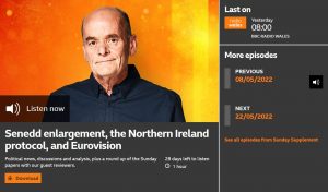 Screenshot of BBC Wales Sunday Supplement webpage