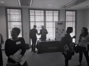 Greyscale image of the WiSERD booth at event 