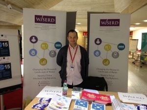 Dr Dan Evans runs WISERD booth at UN Year of Evaluation
