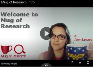 Mug of Research intro video screenshot showing Amy Sanders