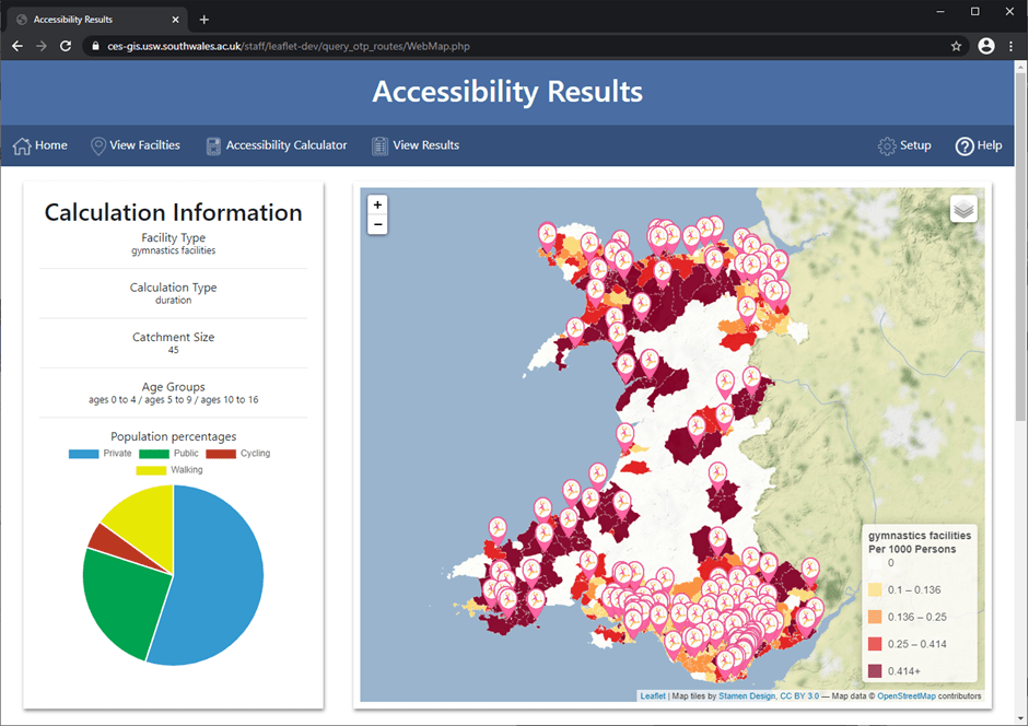 Web-based visualistation of accessibility models on the site